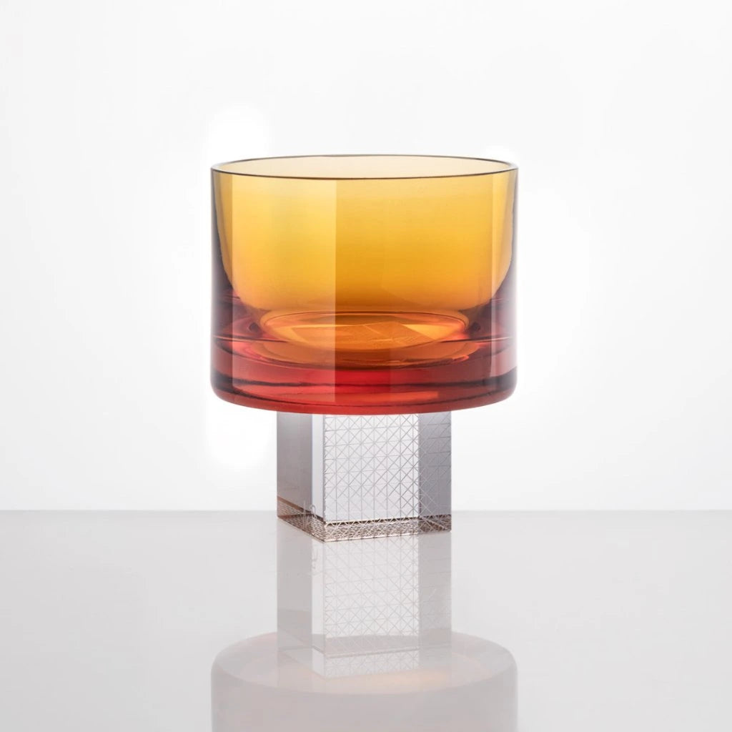 Cube whisky glass amber